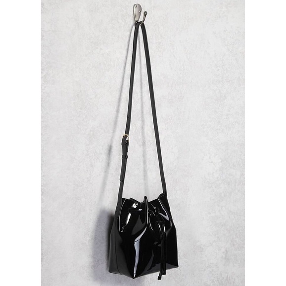 patent leather bucket bag